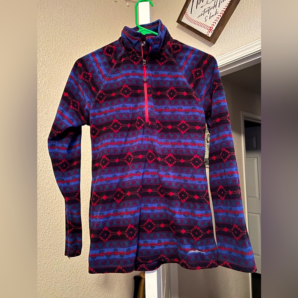 Eddie Bauer Women’s Fleece Quarter Zip Jacket Southwest Size Small